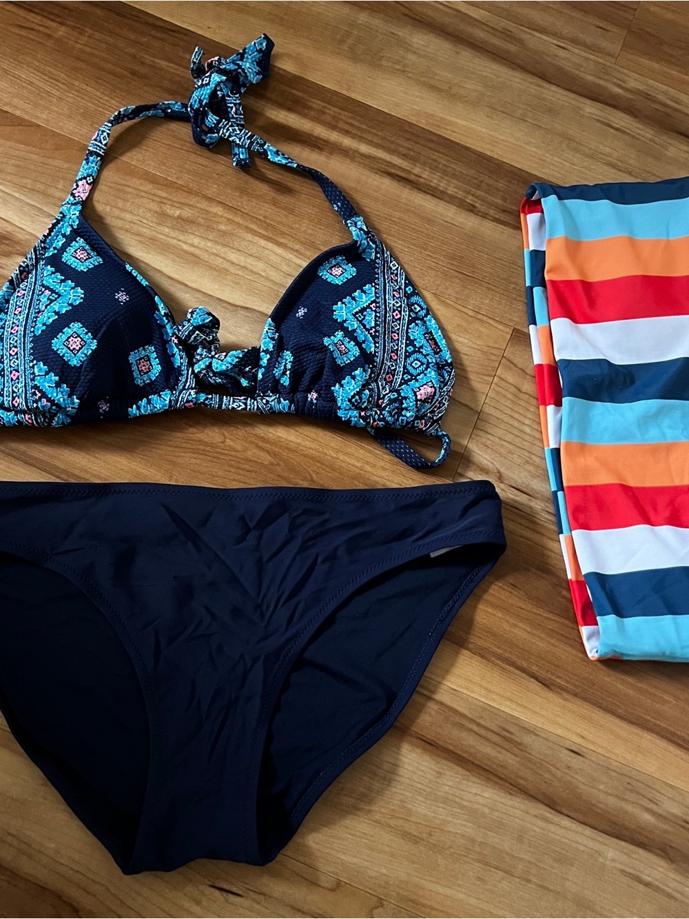 aerie Navy Bikini Set with Shein Bandeau Top Bundle